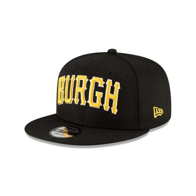 Black Pittsburgh Pirates Hat - New Era MLB Ligature 9FIFTY Snapback Caps USA9415387